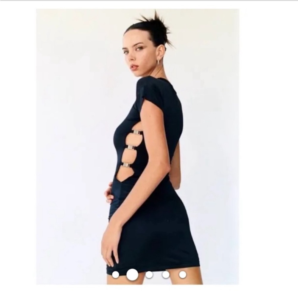 With Jean Black Backless Dress